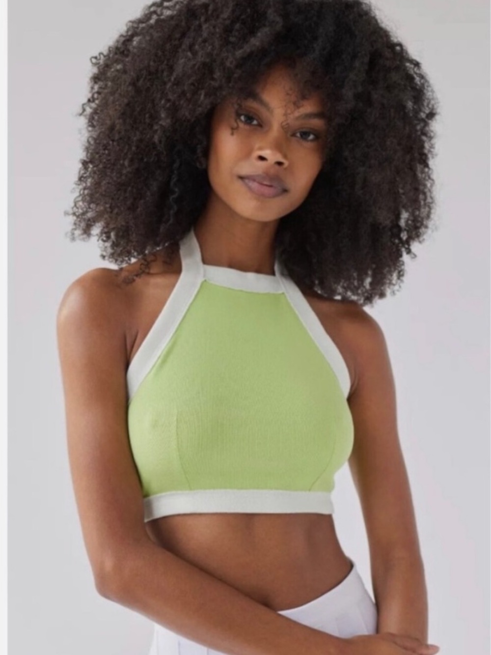 BDG Urban Outfitters Dazi halter top in lime green with White Trim Size Small